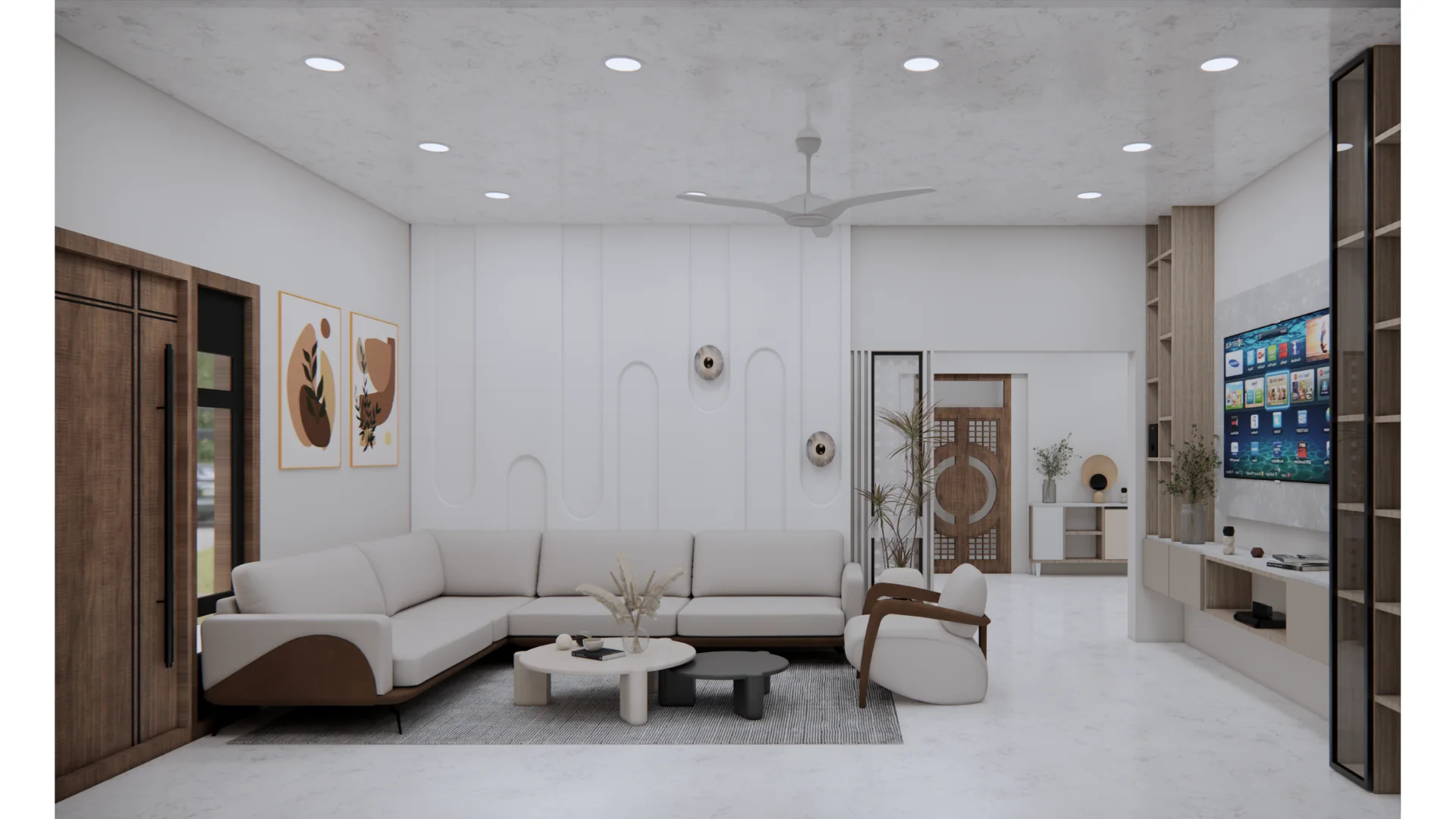 Gouda Residence living room interior in Raichur